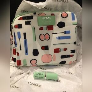 Clinique x Kate Spade New York makeup pouch and lipstick